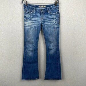 BKE Star Low Rise Stretch Bootcut Flare Jeans Whiskered Faded Y2K Sz 27